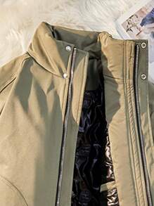 Manfinity Sport Corelite Men's Solid Color Zipper Front Stand Collar Long Sleeve Sports Jacket - Army Green - View 4