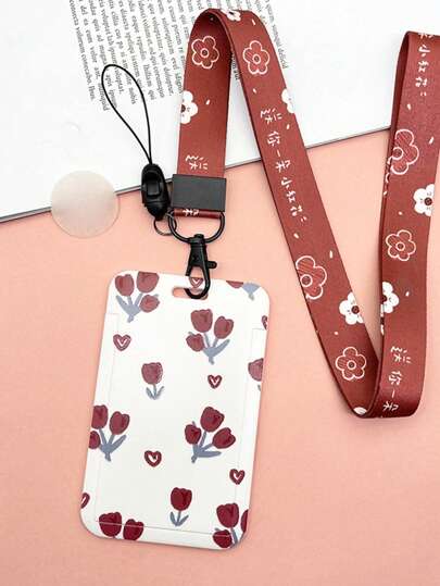 SHEIN 1pc/2pcs Slide Cover Pull-Out ID/Card Holder With Lanyard