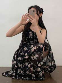 DAZY Asymmetrical Ditsy Floral Slip Dress For Women, Style Party Women,Mini Dress Homecoming Dresses Prom Dress