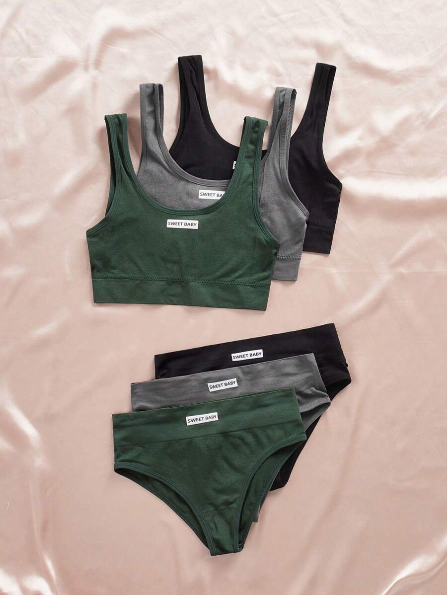 Lowkey Lull 3pcs/Set Seamless Bra And Panty Set Briefs Summer Holiday Casual