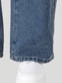 Teen Boys Vintage Washed Light Blue Distressed Relaxed Fit Casual Urban Daily Street Wear Denim Jeans