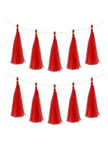 SHEIN 5pcs/Bag Colorful Tissue Tassel Banner, Tissue Ribbon Tassel Party Background Hanging Decoration, Suitable For Weddings, Birthdays, Single Lady, Parties