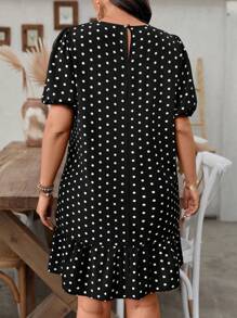 EMERY ROSE Casual Polka Dot Print Dress, Classic Design, Minimalist & Fashionable, Suitable For Everyday Wear - Black and White - View 2