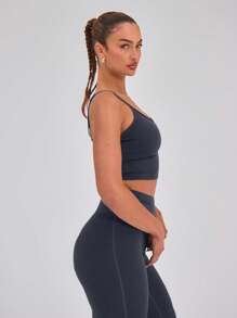Musera Sport Slinky Spaghetti Strap Activewear Crop Cami Top Only, Padel, Tennis, Pickleball