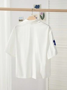 EASEVO Áo sơ mi nam cỡ lớn dáng rộng, in hoa màu trắng, chất liệu dệt kim. - trắng - Xem 6