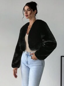 Firerie Women Fluffy Coats - Black - View 5