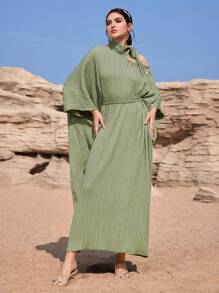 Al Najma 女士简约风格休闲日常阿拉伯连衣裙 - 綠色 - 查看 3