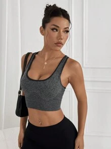 SHEIN Sport Studio Canotte sportive da donna di colore tinta unita, stile minimalista, moda casual, per uso quotidiano