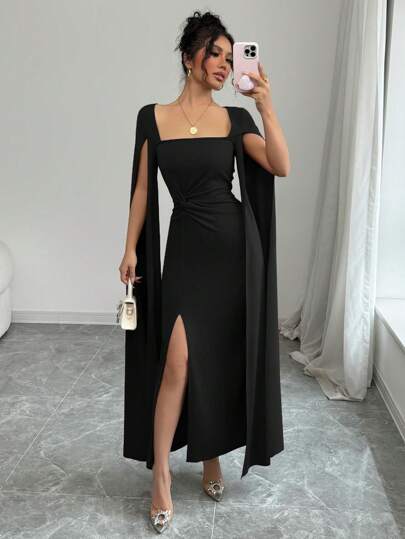 Rafferiza 红色性感长袖紧身鸡尾酒会礼服，冬季