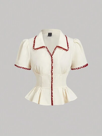 SHEIN MOD ملابس علوية نسائية بتصميم ألوان متباينة، قطعة كاجوال للارتداء اليومي، وارتداء الحفلات، عيد الحب، بلوزات جميلة، بلوزات للخروج، للربيع والصيف والإجازات، بلوزات عمل للنساء، بلوزات نسائية عتيقة، بلوزات للإجازات، بلوزات للشاطئ، بلوزات غربية للنساء، بلوزات لحفلات الشاي والحفلات الريفية