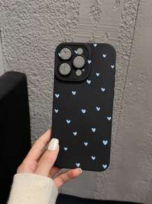 Maryam Alam 1 pieza Funda de teléfono con diseño de corazón azul mate y elegante, compatible con iPhone11/12/13/14/15/16promax, S24/S23/A06/A16, adecuada para mujeres, regalo del Día de San Valentín
