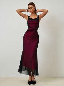 Chiquease Women Long Mesh Bodycon Dress, Casual & Fashionable For Daily Wear - Pink - View 7