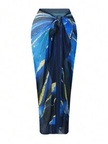 Swim Oasis Summer Beach 3pcs/Set Plus Size Marble Printed Bikini Set Carnival - Multicolor - View 7