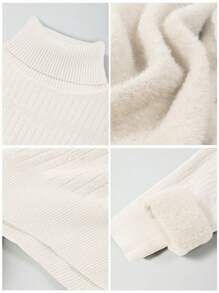 Franclia New Style Slim Fit Minimalist Mock Neck Knitted Sweater For Ladies, Autumn/Winter Fall - Beige - View 8