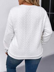 INAWLY Plus Size Women Jacquard Padded Zip-Up Long Sleeve Sweatshirt Pullover Fall Outfit