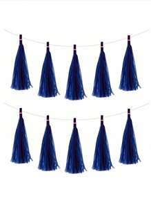 SHEIN 5pcs/Bag Colorful Tissue Tassel Banner, Tissue Ribbon Tassel Party Background Hanging Decoration, Suitable For Weddings, Birthdays, Single Lady, Parties