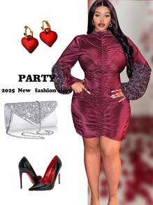 Slaydiva 情人节荷叶边宽松连衣裙