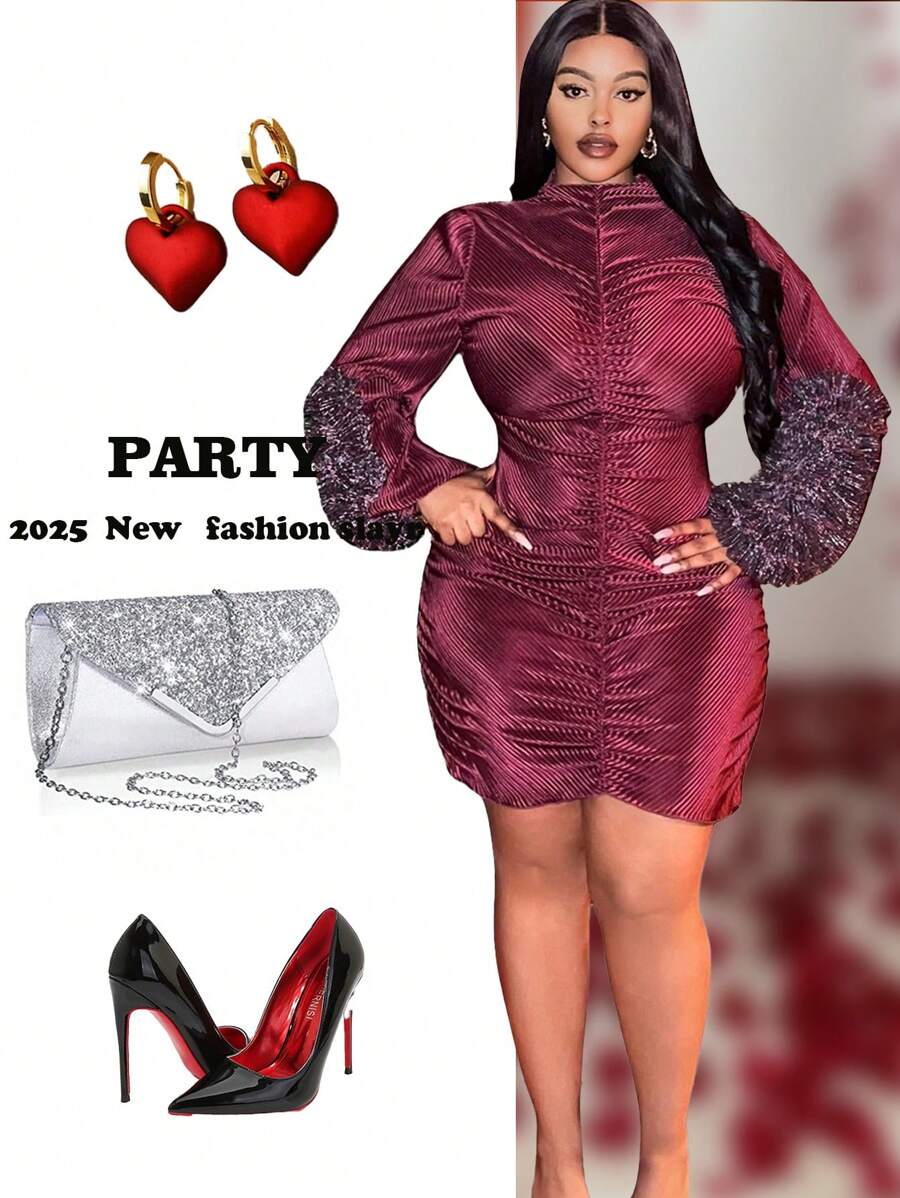 Slaydiva 情人节荷叶边宽松连衣裙