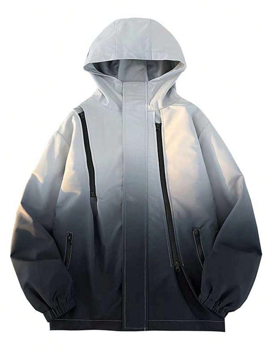 Manfinity Sport Corelite Chaqueta con capucha de esquí para hombres con cremallera y diseño de degradado de color