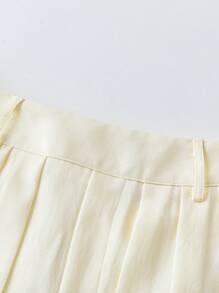 Chiquease Falda mini plisada de color liso casual y versátil para mujer