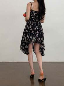 DAZY Asymmetrical Ditsy Floral Slip Dress For Women, Style Party Women,Mini Dress Homecoming Dresses Prom Dress