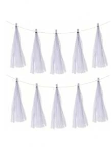 SHEIN 5pcs/Bag Colorful Tissue Tassel Banner, Tissue Ribbon Tassel Party Background Hanging Decoration, Suitable For Weddings, Birthdays, Single Lady, Parties