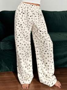 DAZY Soft Plush Sleepwear Bottoms With Cute Koala Pattern - White - View 5