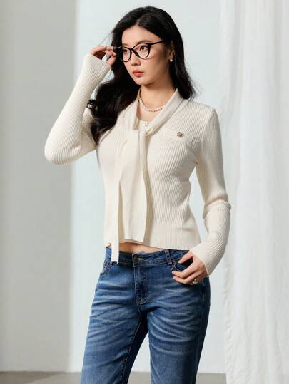 EastFlair Women Casual Solid Color Long Sleeve Knit Sweater