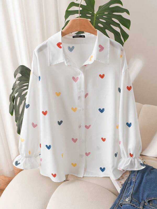 CosyJoli Plus Size Women's Love Shirt, Cute Top, Love Print Top, White Shirt Casual Women's Dress, Dating Top,Valentine's Day Vacation Outfits Woman Going Out Tops Women Cute Tops Going Out Tops,Concert Outfit Women Casual Tops Women