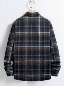 Manfinity Homme Giacca camicia casual da uomo con bottoni frontali, maniche lunghe e tasche, a quadri