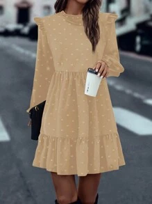 SHEIN Clasi Women Bowknot Golden Cap Sleeve Ruffle Hem Dress Fall Cloth For Women - Multicolor - View 4