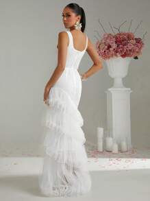 Lumalex 春季情人节甜美美情人装圣瓦伦丁情人节复活节婚礼订婚成人礼高腰高端派对季超长女装连衣裙 - 酒紅色 - 查看 8