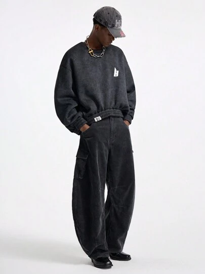 NEON BLANC Men's Street Style Woven 3D Pocket Corduroy Pants