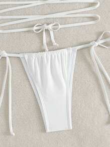 Swim Mod 女士贝壳纹理露背系带性感比基尼套装，适合夏季海滩度假