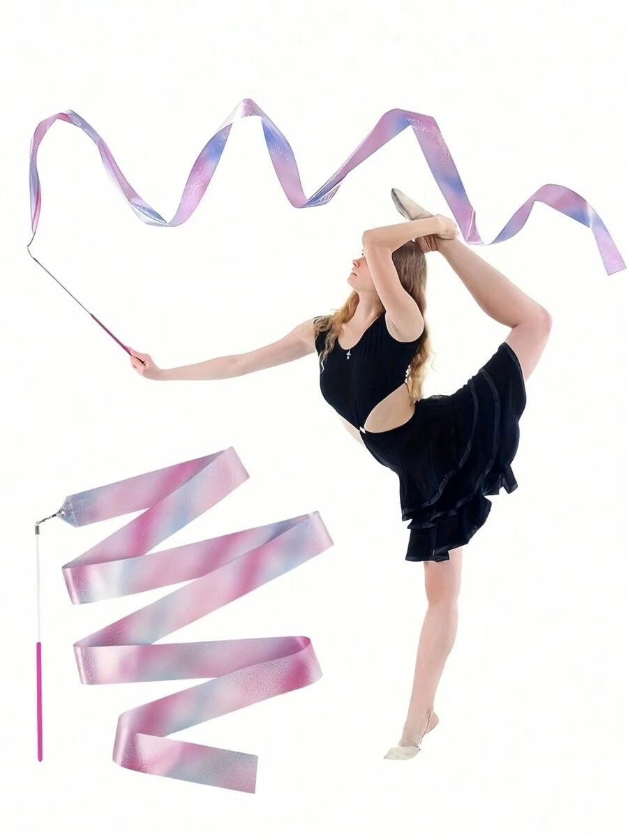 SHEIN 1/2/3 件 2M 长闪亮渐变舞蹈丝带，艺术舞蹈体操，才艺表演装饰道具，体操舞蹈丝带派对礼物，体操表演体操训练工具，生日派对，丝带装饰小礼物
