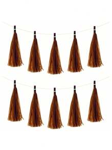 SHEIN 5pcs/Bag Colorful Tissue Tassel Banner, Tissue Ribbon Tassel Party Background Hanging Decoration, Suitable For Weddings, Birthdays, Single Lady, Parties