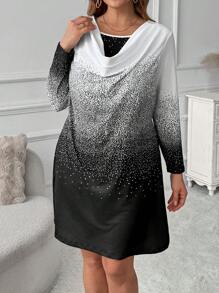 SHEIN LUNE 大码女式艺术图案印花针织连衣裙 - 彩色 - 查看 5