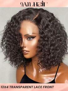 Transparent Lace Curly 13 X 4 Lace Front Natural Black Color Wigs Real Human Hair Lace Frontal Closure Wigs With Baby Hair Pre Plucked Natural Hairline Wig
