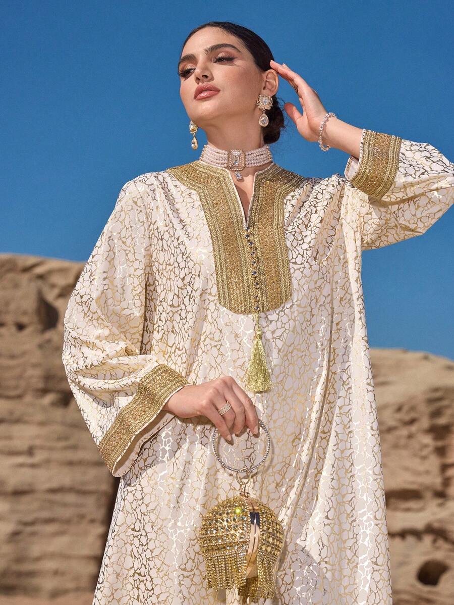 Al Najma Women's Elegant Turkish & Arabian Traditional Long Dress, Modest Kaftan