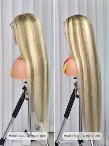 Honey Blonde Highlights P18/613 Straight 13X4 Lace Front Wig human hair Pre Plucked With Baby Hair 180% Density High density