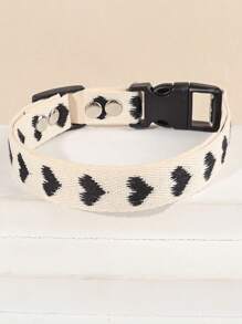 1 chiếc vòng cổ mềm mại họa tiết trái tim bằng vải jacquard thích hợp cho mèo và chó nhỏ (không thích hợp cho chó lớn) - màu đen - Xem 3