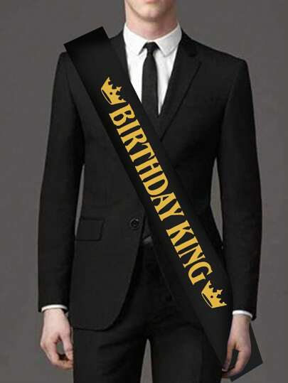 SHEIN 1 uppsättning Mentor Birthday King Guldfoliebälte med märke, lämplig för födelsedagsfestdekoration