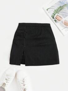 Sweetra Women's Striped High Waist Fitted Mini Skirt, Sexy Cutout Casual Clubwear Flared Pleated A-Line Skirt, Versatile For Summer - Black - View 1