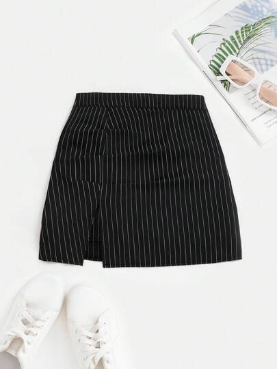 Flirla Women's Striped Fitted Skirt, Sexy Cutout Casual Clubwear Flared Pleated Skirt, Versatile For Summer