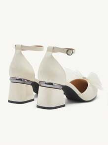 CUCCOO CHICEST Women Apricot Color Bow Decor Thick Heel High Heel Pumps, Cute & Elegant For Commute, Dates, Weddings, Office And Formal Occasions - Apricot - View 6