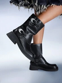 CUCCOO GRLICON Damen Y2K Punk Stil Knöchel Stiefel, geeignet für Halloween, Weihnachten, Party Outfits - Schwarz - Übersicht 5