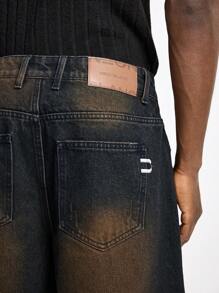 NEON BLANC Shorts casuales de mezclilla tejidos de moda callejera para hombres - Café integral - Ver 5