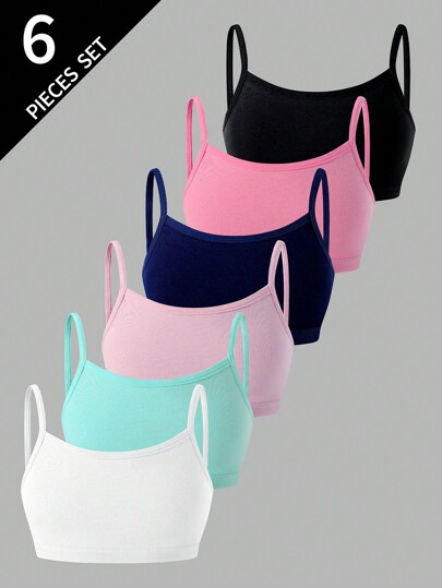 6pcs Young Girl Minimalist Fashion Floral Vest Undergarment Set