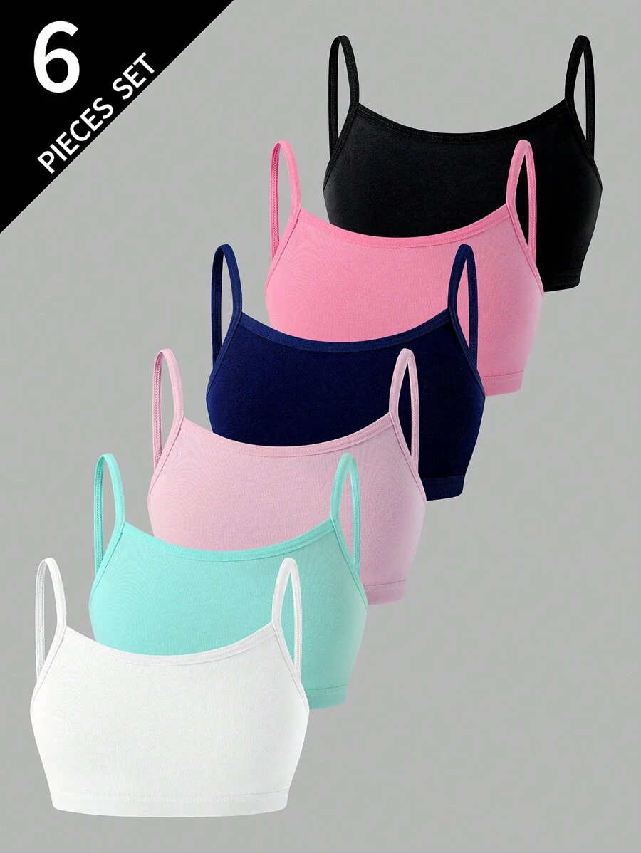6pcs Young Girl Minimalist Fashion Floral Vest Undergarment Set