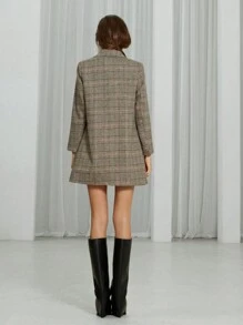 Aveloria Modichic Plaid Lapel Neck Double Breasted Overcoat Workwear  Fall Winter Cloth For Women - Multicolor - View 3